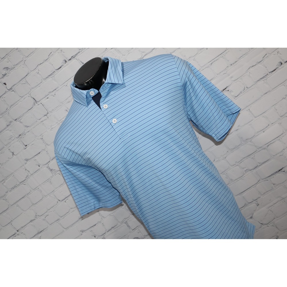 Puma Golf Polo Men XL Blue Striped Short Sleeve Golf Shirt Polyester Blend - Picture 12 of 12